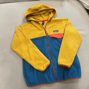 Patagonia Kids micro D snap-t Yellow and Blue Fleece Hoodie